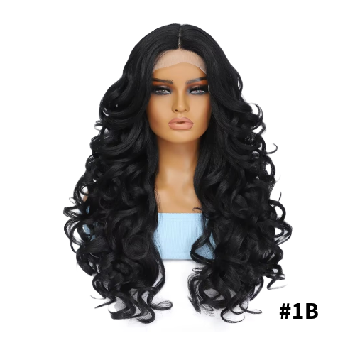 Perruque Bouclée Synthétique 60cm #1B- Gloria