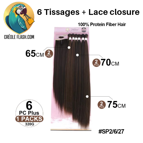 Tissages + Lace Closure Semi Naturels 65/70/75cm - Sandrine (Lot de 6+1)