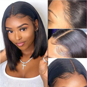 Perruque Courte Lisses 100% Cheveux Naturels - Falya