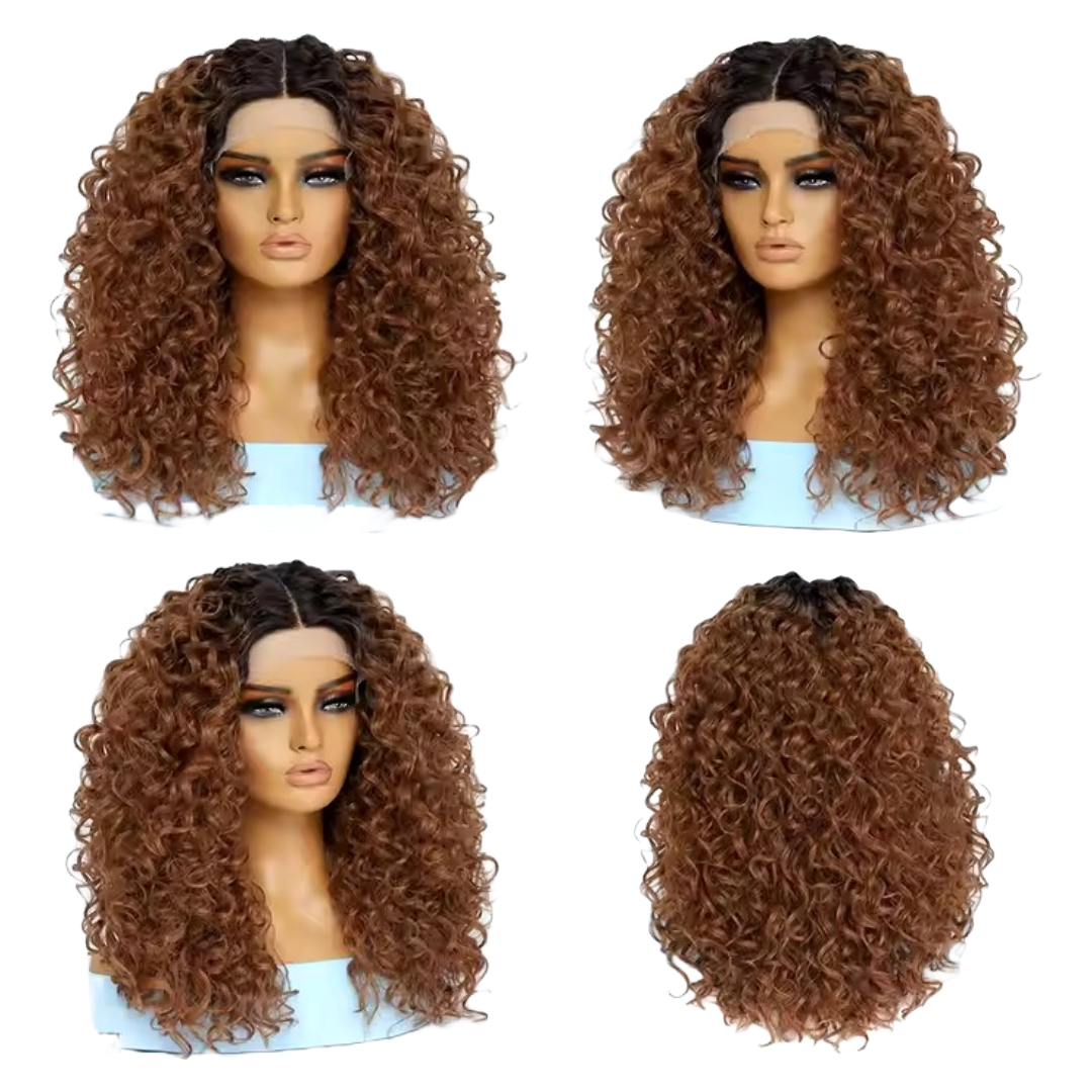 Perruque Bouclée Volume Effet Sensationnel Synthétique 50cm #1B - Betty