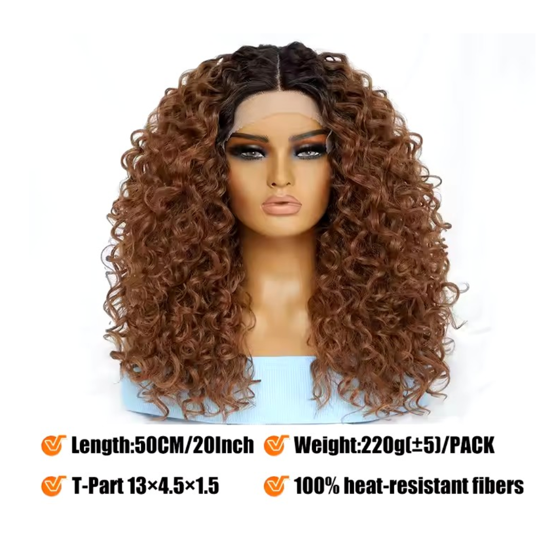 Perruque Bouclée Volume Effet Sensationnel Synthétique 50cm #1B - Betty