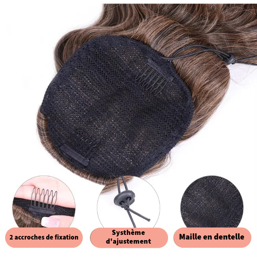 Postiche Queue de cheval Water Wave Semi Naturel 50cm - Pauline (6 couleurs)